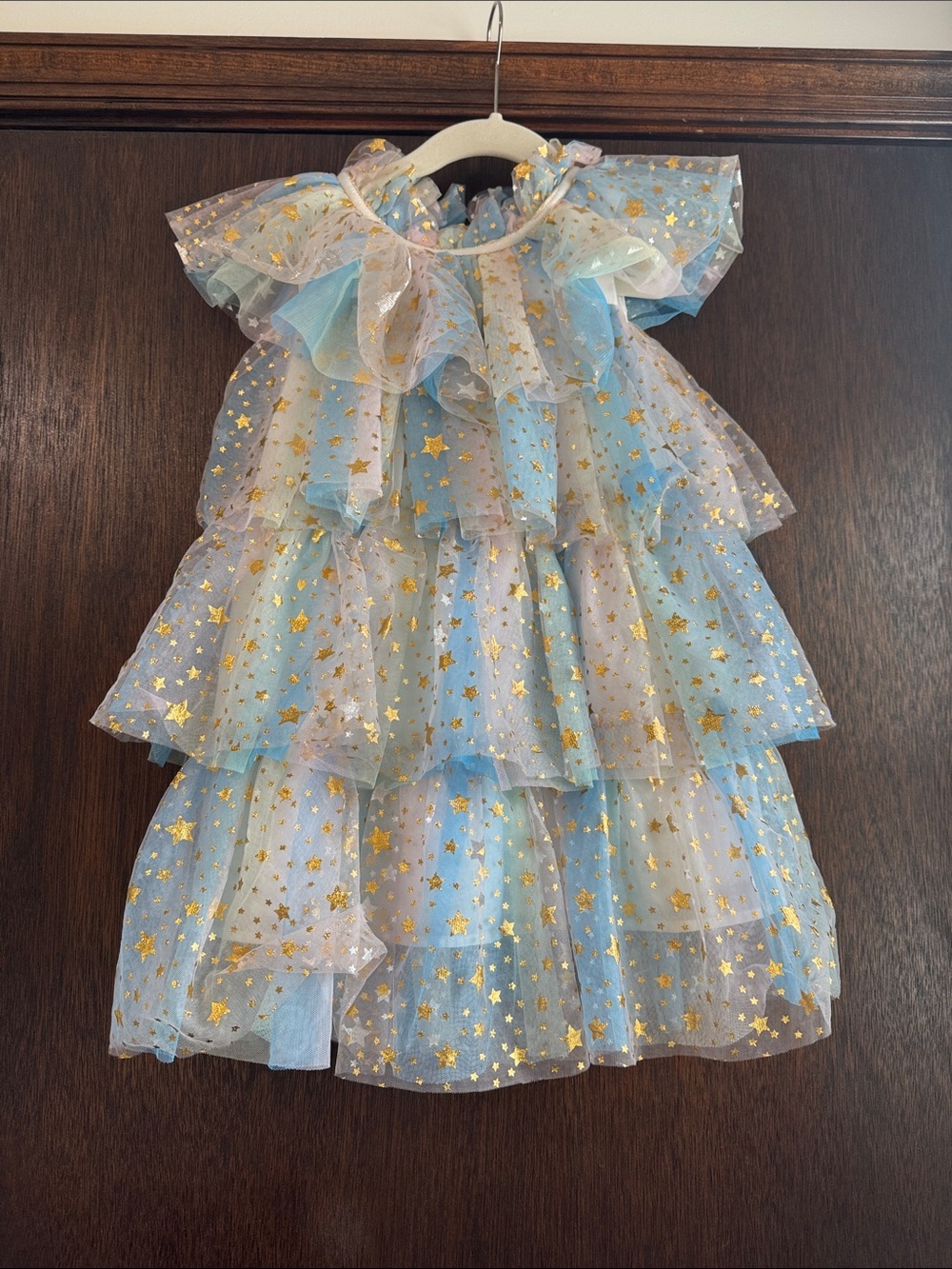 Lola + The Boys Blue and Gold Star Tiered Tulle Costume Dress